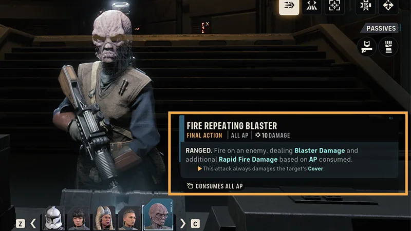 Weapon class interface explaining action point costs